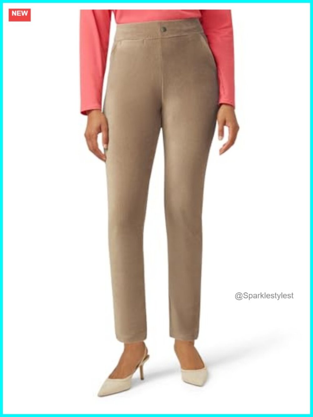 Plush Corduroy Tapered Pants Hi-Rise Straight Leg 30" Inseam